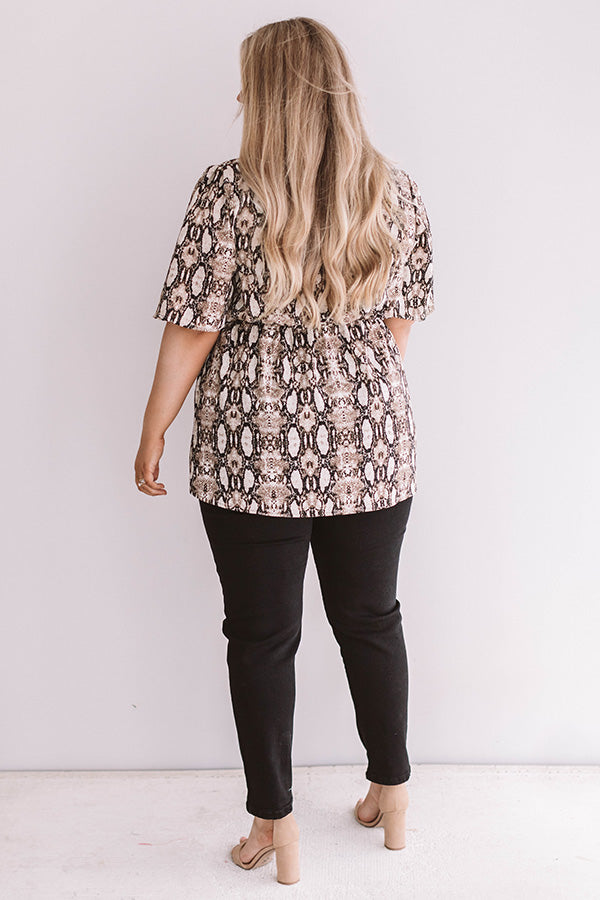 Backstage at Fashion Week Snake Print Top In Brown  Curves Image - 1