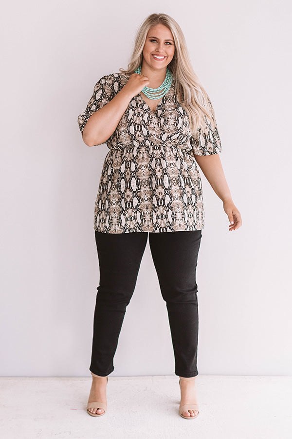 Backstage at Fashion Week Snake Print Top In Brown  Curves Image - 1