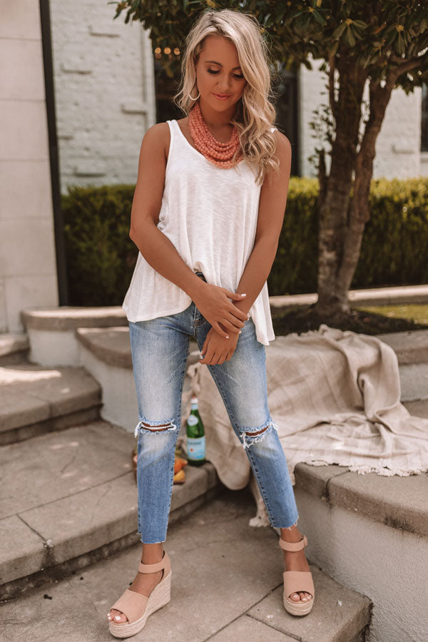 Under The Sun Shift Tank In White