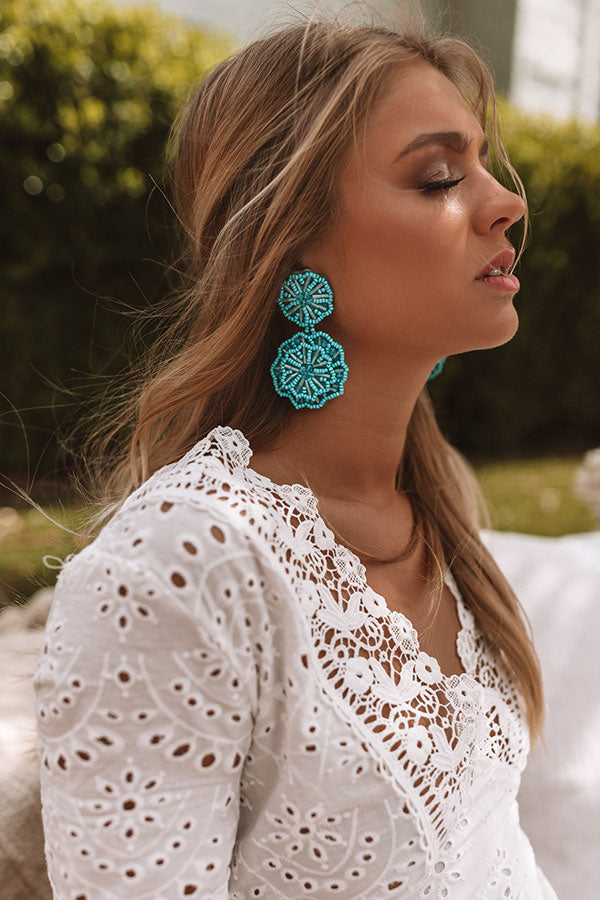 Seeking Santorini Earrings In Turquoise