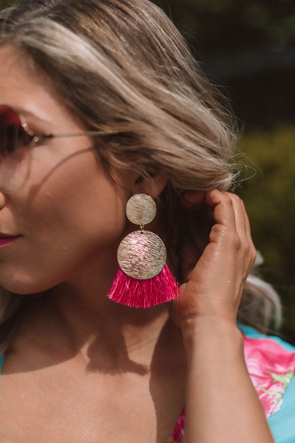 Passes To Paradise Earrings In Fuchsia