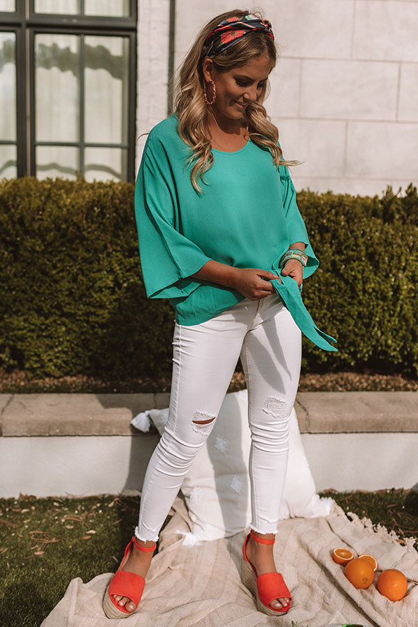 Word Travels Fast Shift Top In Turquoise