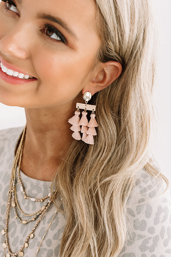 Wine And Dine Tassel Earrings In Blush