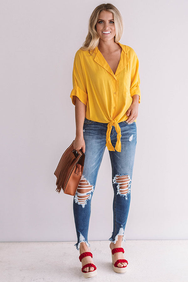 Like It Or Knot Shift Top in Marigold