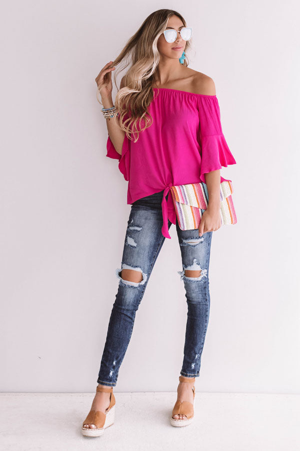 Poolside Sippin' Off Shoulder Top