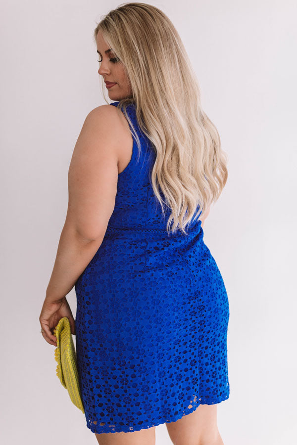 One of a Kind Crochet Dress in Royal Blue Curves One of a Kind Crochet Dress in Royal Blue Curves