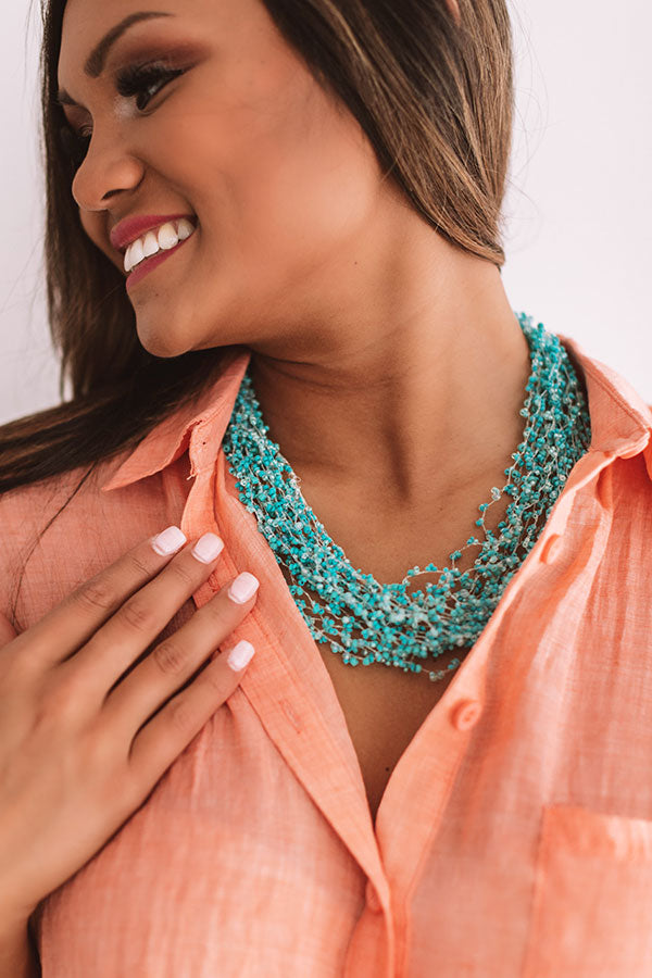 Sand And Sun Beaded Necklace in Turquoise
