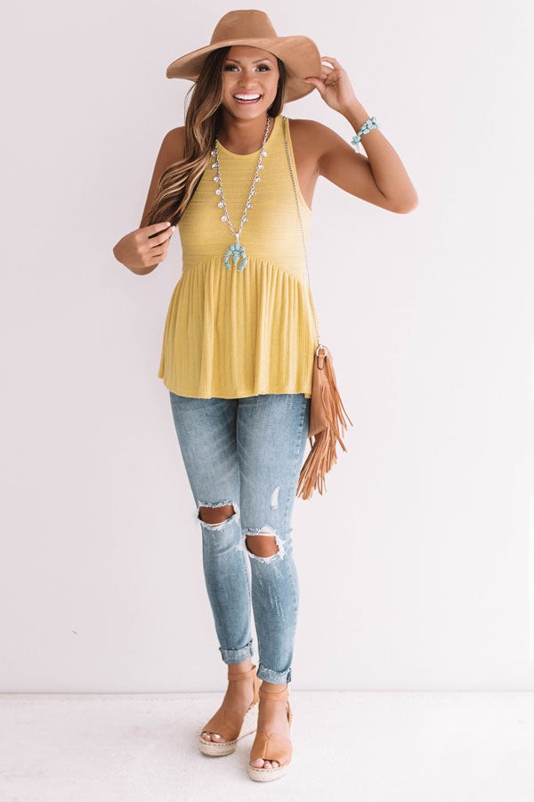 Chic On The Coast Babydoll Tank In Primrose Yellow