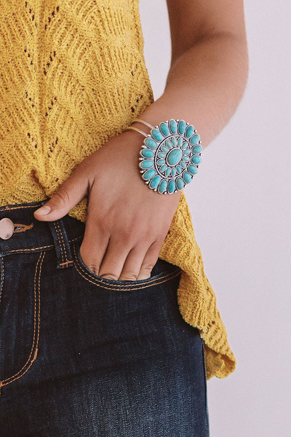 Beach Oasis Cuff Bracelet In Turquoise