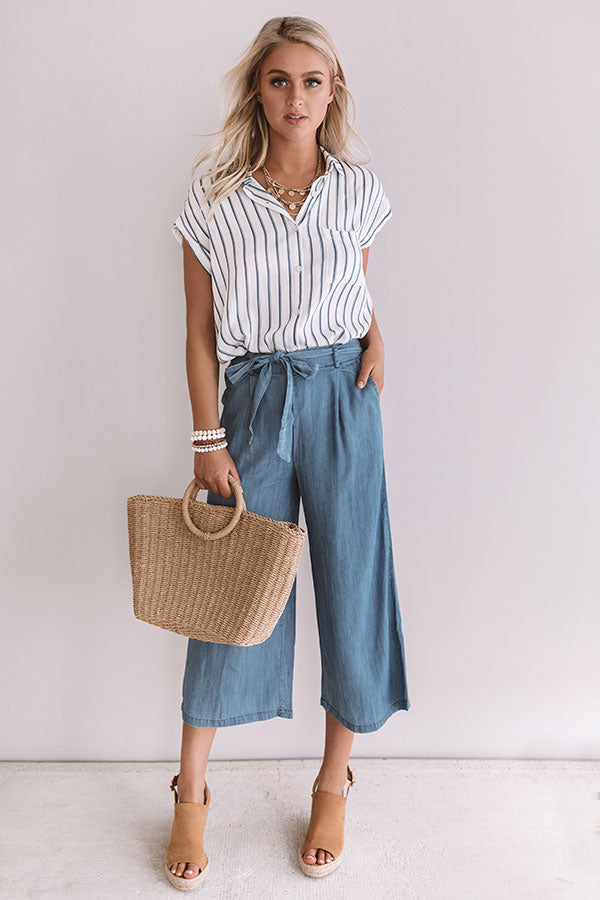 Brunch And Bestfriends Stripe Top In Blue