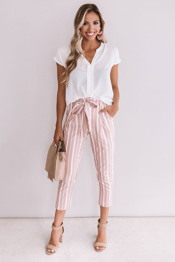 One And Only Stripe Trousers In Blush