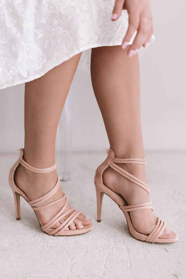 The Mary Kate Faux Suede Heel in Light Blush