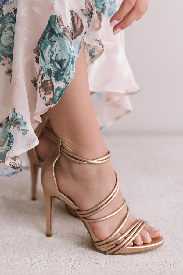 The Mary Kate Metallic Heel in Rose Gold