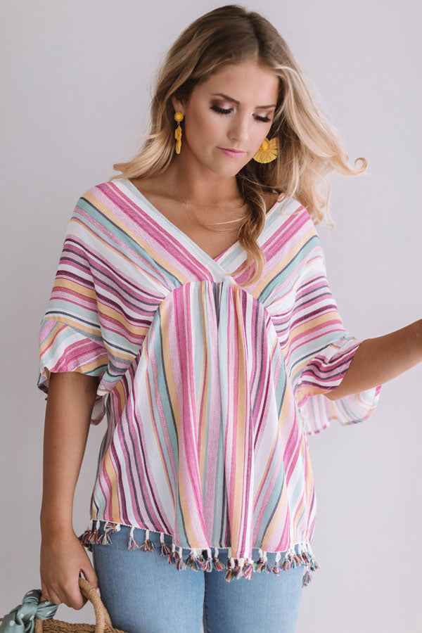 Adore You More Stripe Tassel Top Image - 2