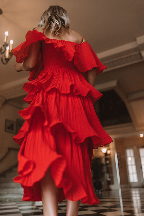 red italian dress Clothing : Midi Dresses : 'Elizabeth' Italian Tomato Strapless Midi Sundress