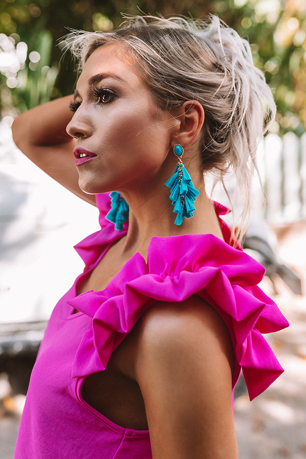 Come Away With Me Tassel Earrings in Ocean Blue