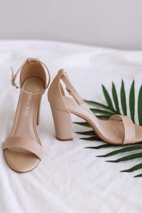 The Leigh Faux Leather Heel in Light Latte