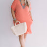 Macarons In Manhattan T-Shirt Dress In Coral  Curves Image - 1