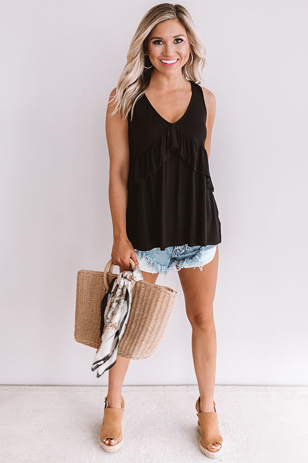 Tampa Bay Bliss Babydoll Tank in Black