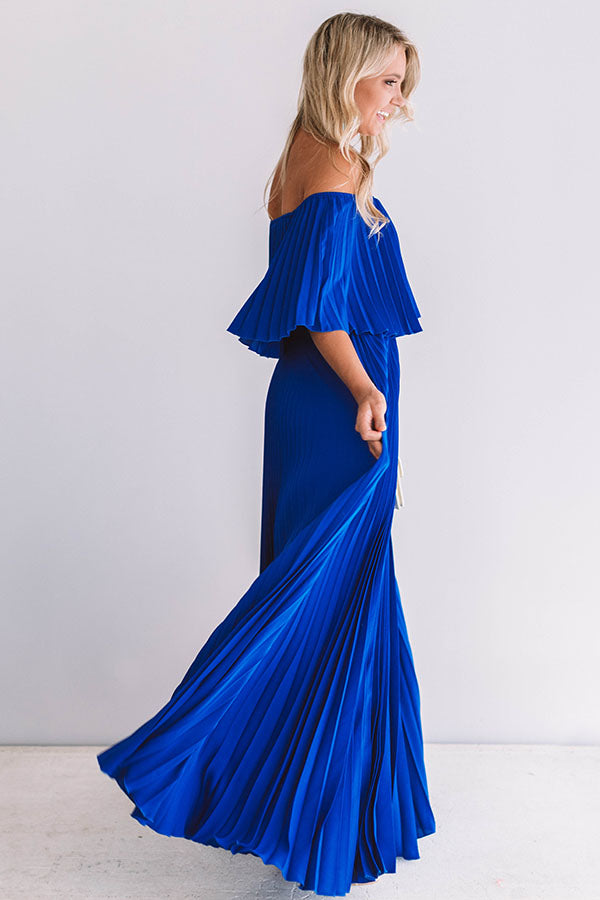 royal blue pleated maxi dress Royal Blue Pleated Maxi Dress