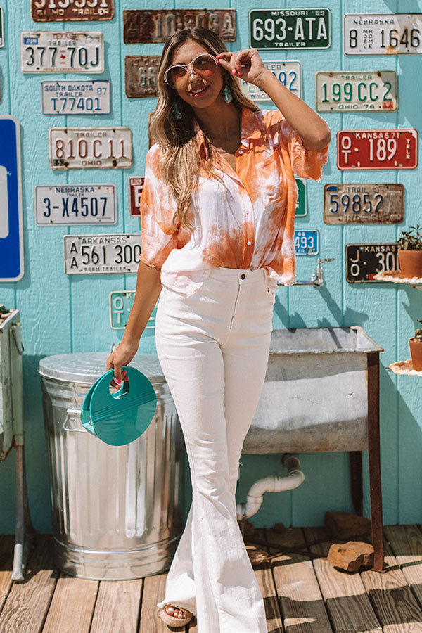 Seashells And Sunshine Watercolor Top In Orange Image - 1