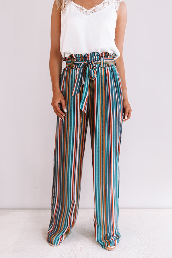 Sweet Skyline Views Stripe Pants in Blue