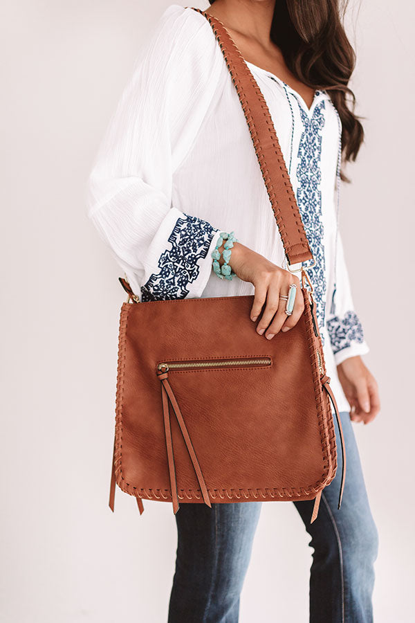 Vegas Weekend Faux Leather Crossbody In Maple