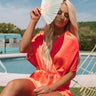 VIP Perks Satin Romper in Neon Coral Image - 1
