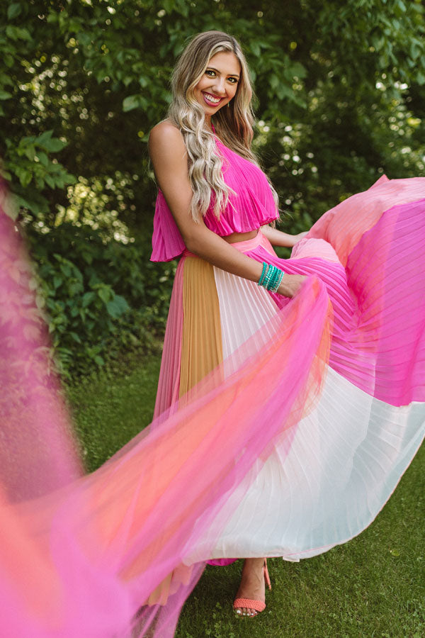 Snapshots Of Paradise Pleated Maxi Skirt Set