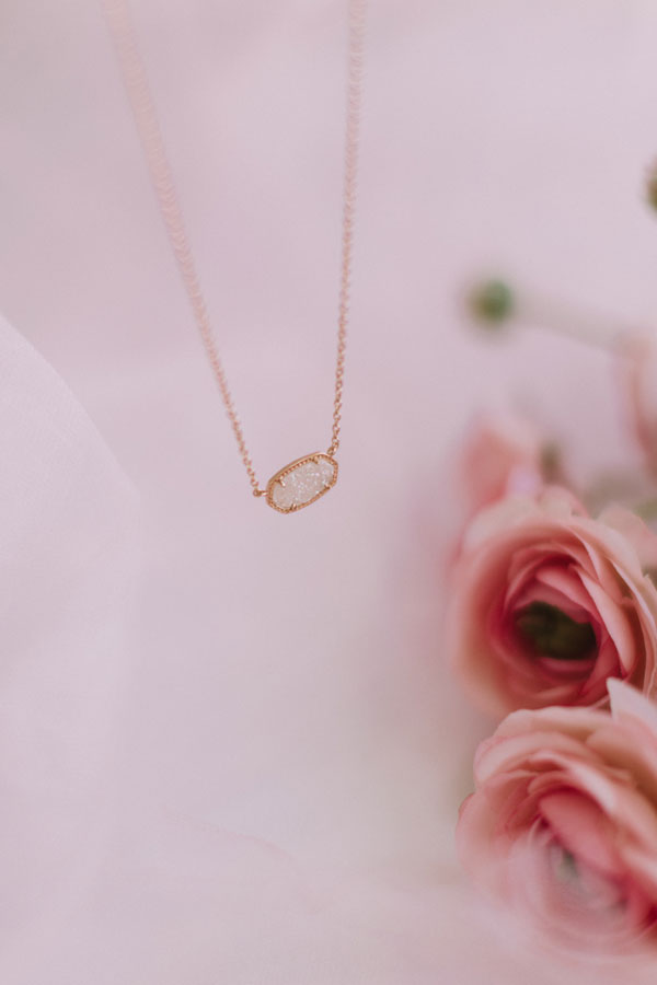 Elisa Rose Gold Pendant Necklace in Rose Gold Drusy