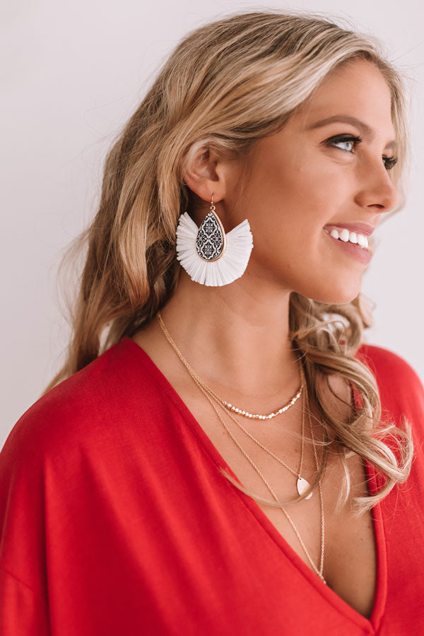 Flight To Florence Fan Earrings In White