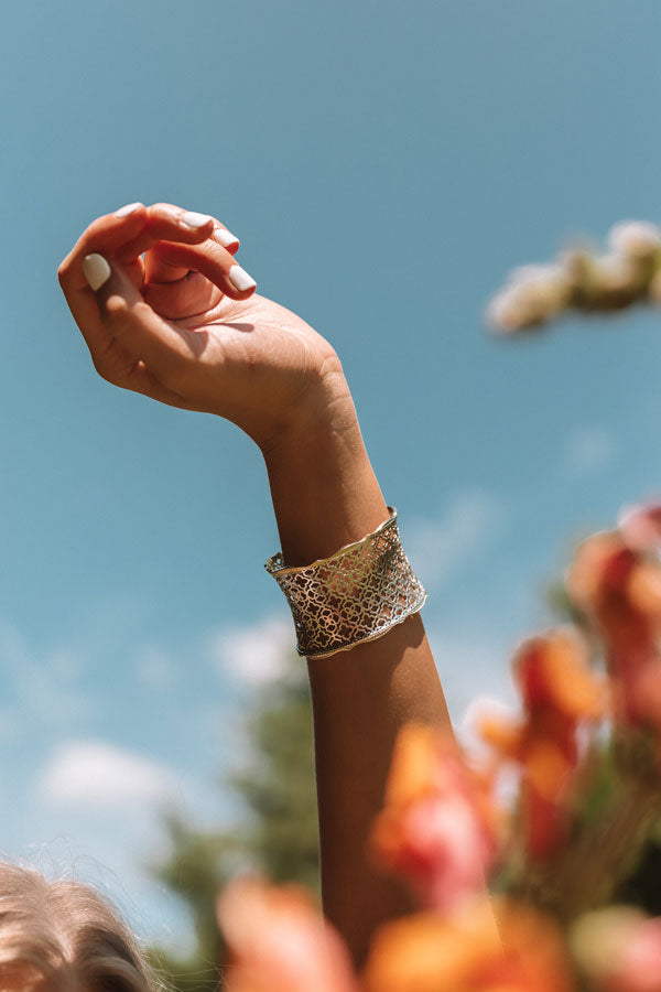 Kendra Scott Candice Gold Cuff Bracelet in Silver Filigree