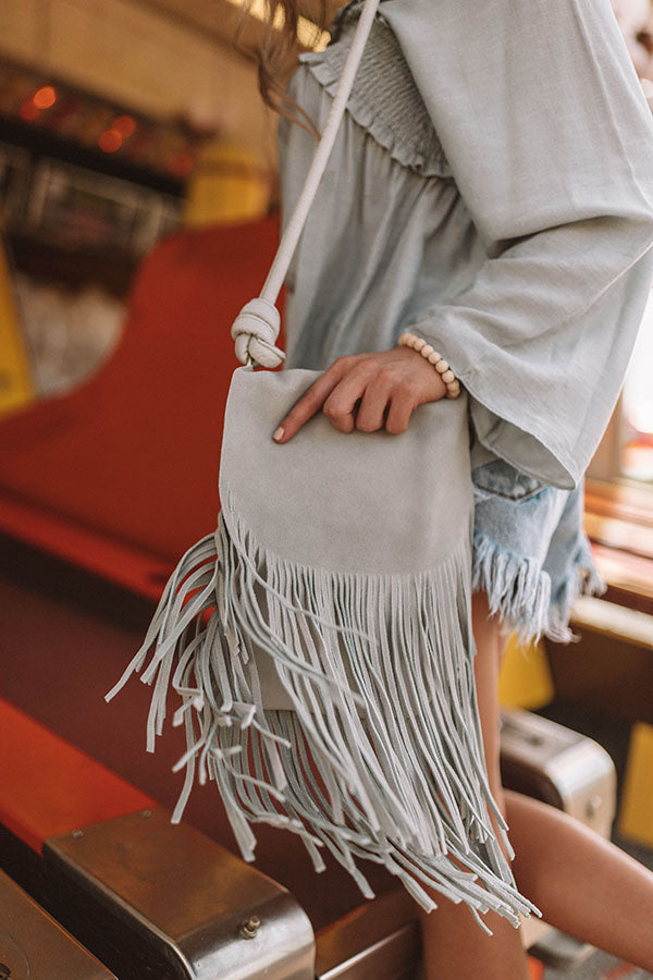 Spanish Coast Fringe Crossbody In Grey