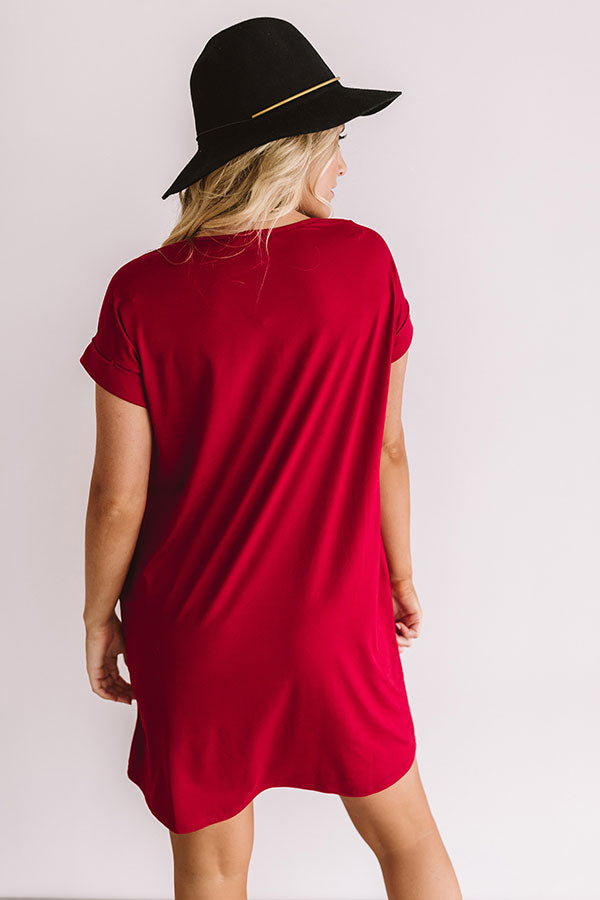 women's red t shirt dress Back To Basics T-Shirt Dress In Wine – Impressions Online Boutique