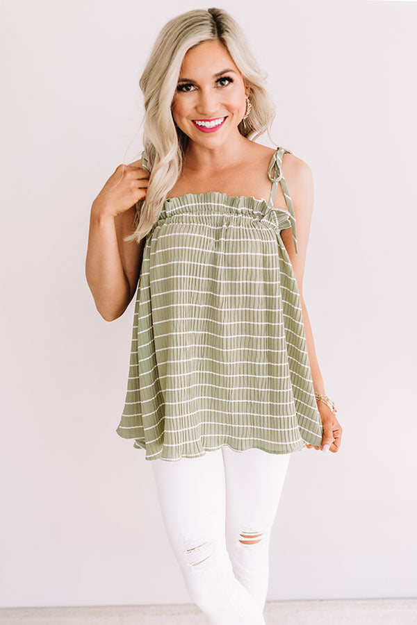 Better With Bellinis Stripe Tank In Pear