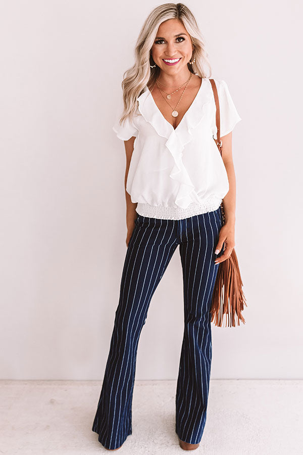 Give Me Goodluck Ruffle Top In White