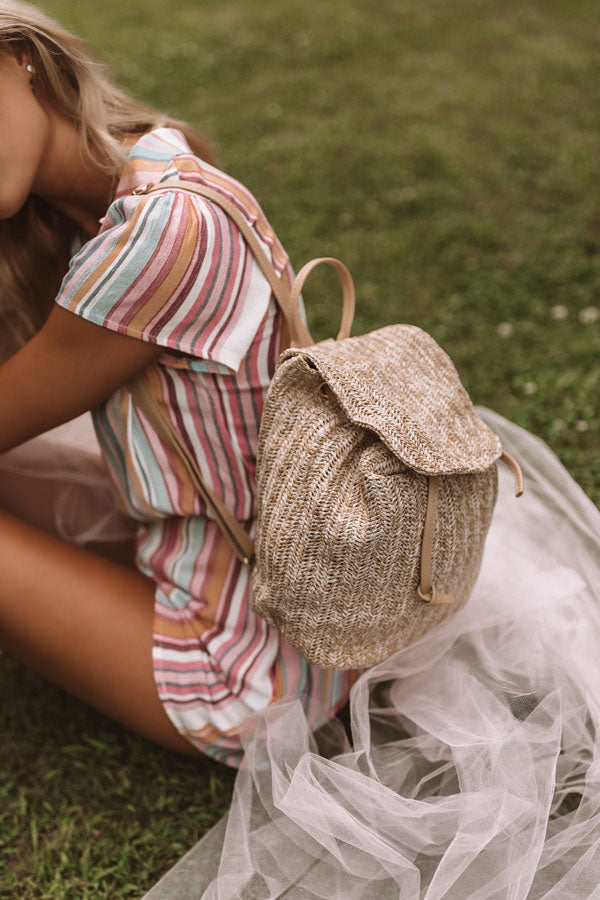 Athens Adventure Woven Backpack In Iced Latte