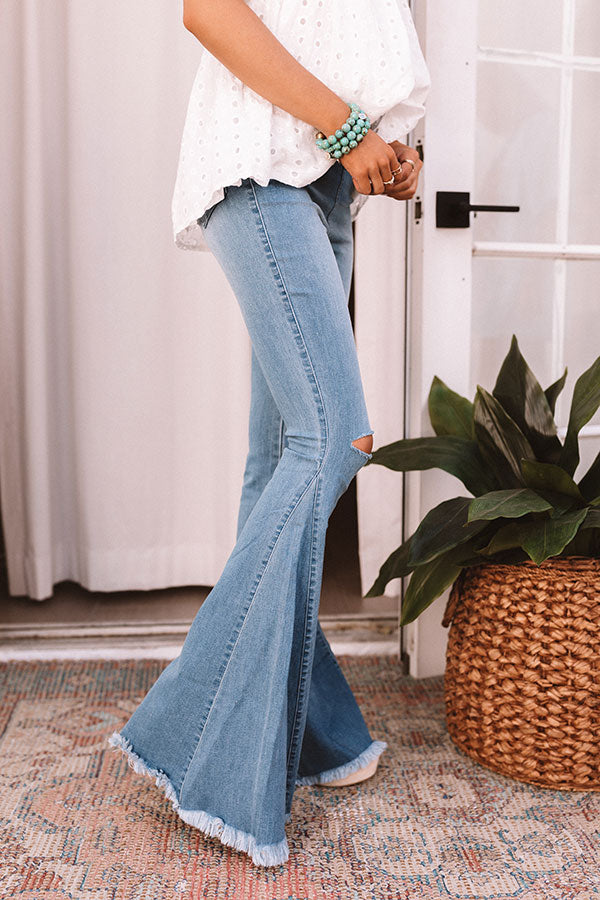 The Blakely High Waist Flares In Light Wash