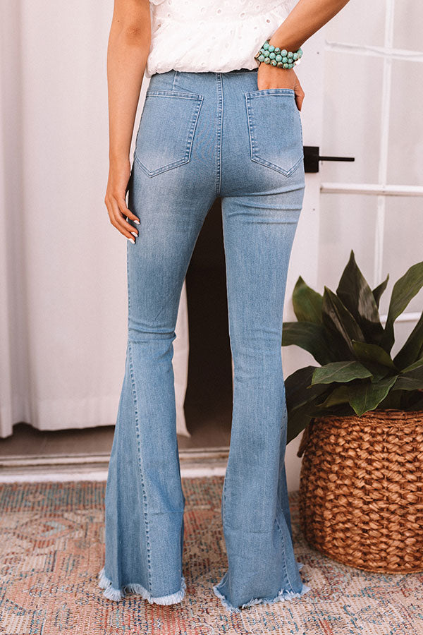 The Blakely High Waist Flares In Light Wash