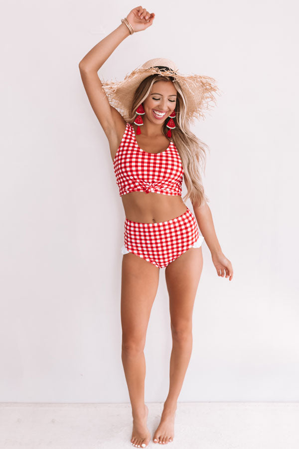 Southern Sweetheart Gingham Bikini Crop Top