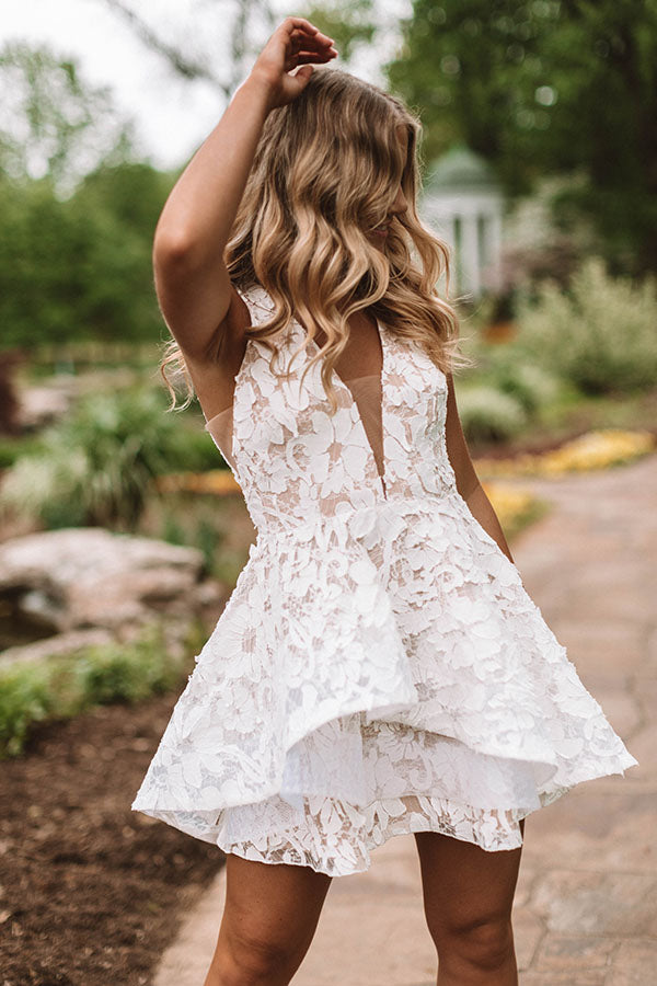 white lace fit flare dress Strapless Lace Corset Fit And Flare Mini Dress K44212