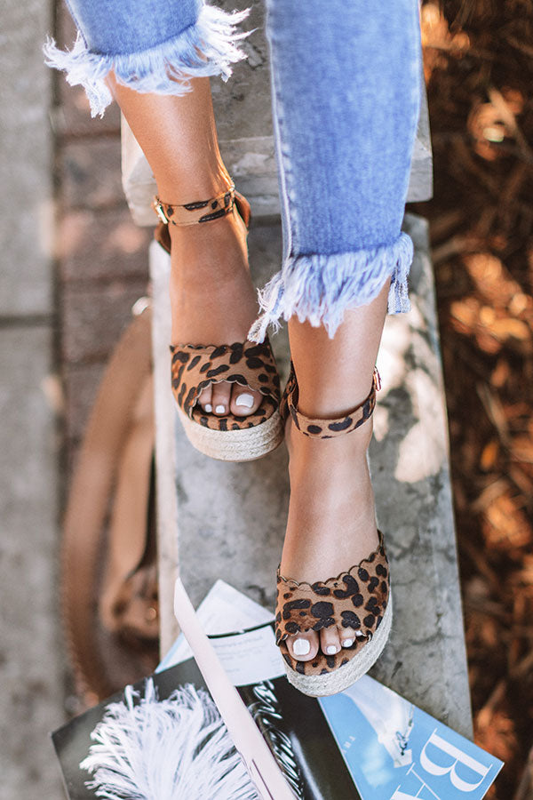The Nicolette Faux Suede Espadrille Wedge in Leopard