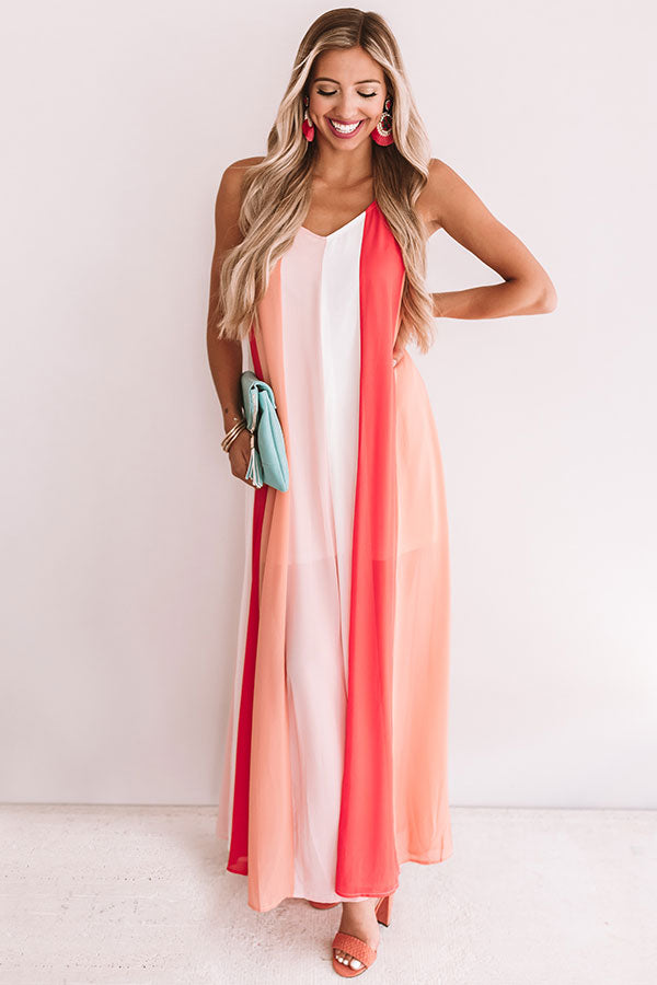 Seek To Sea More Stripe Maxi In Coral