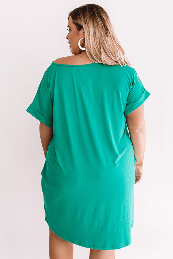 Back To Basics T-Shirt Dress In Emerald Curves Back To Basics T-Shirt Dress In Emerald Curves