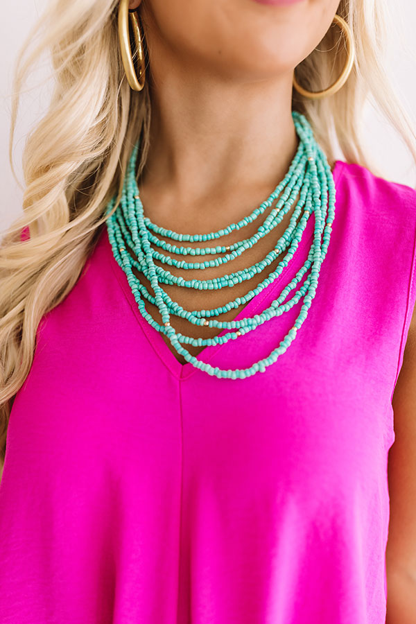 Jetset To Spain Beaded Necklace In Turquoise