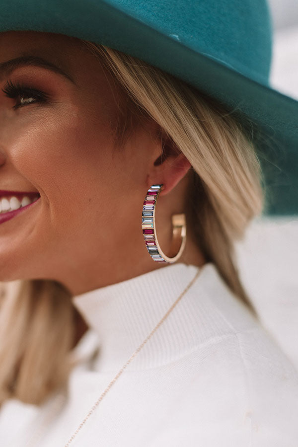 Vegas Lights Hoop Earrings In Purple Multi