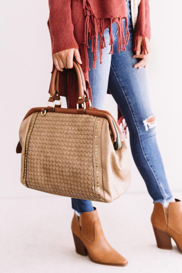 Road Trip Together Faux Leather Tote In Warm Taupe