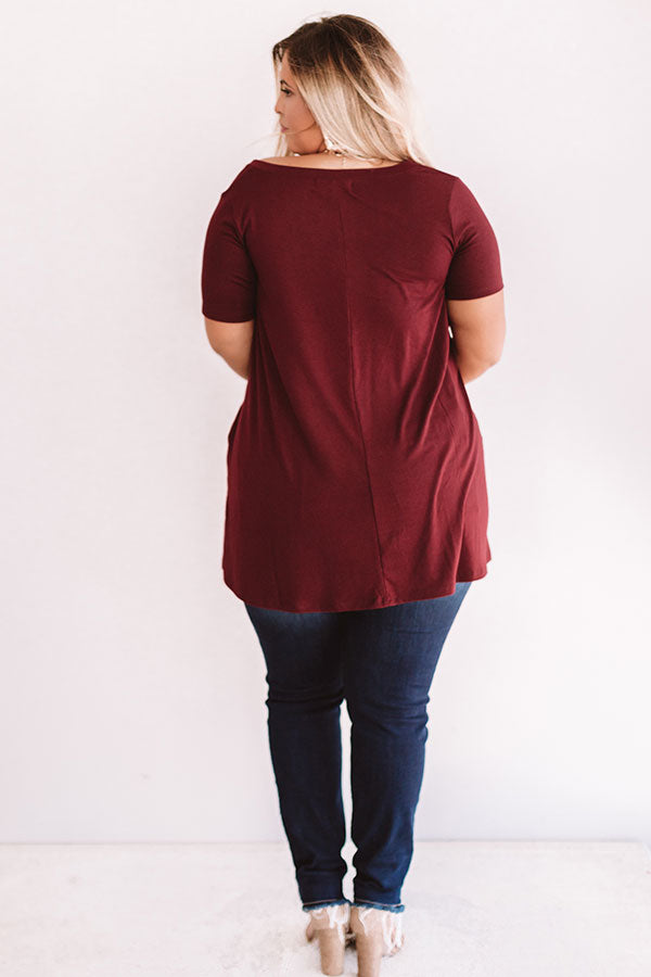 Down, Set, Chic T-Shirt Dress In Maroon Curves