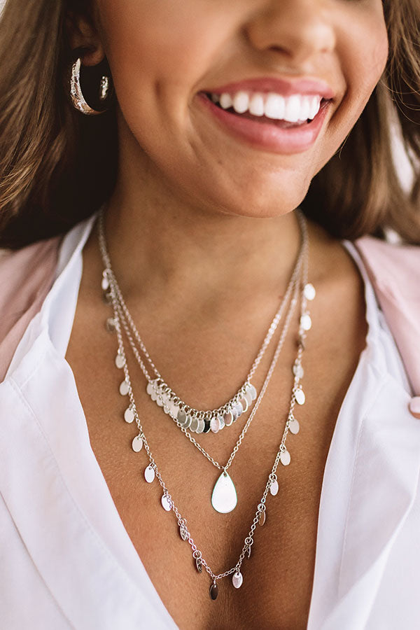 Take It To The Beach Layered Necklace In Silver