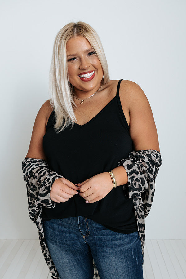 Kisses On The Coast Shift Tank In Black Curves